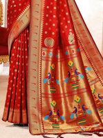 Thumbnail for Astita Paithani Silk Red Saree