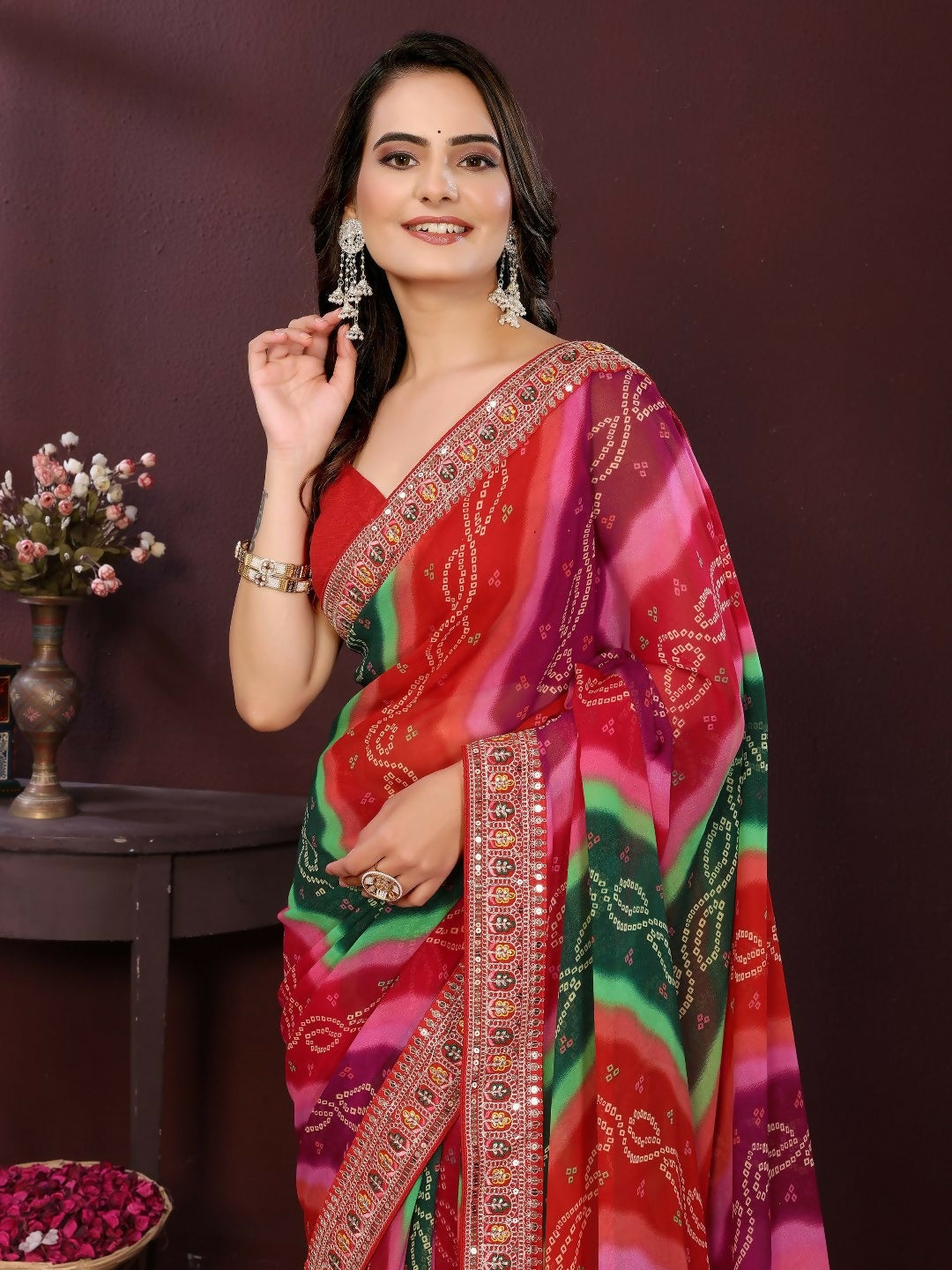 Ai Fashion Multi Georgette Digital Print Party Wear Saree