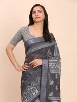 Thumbnail for Astita Linen Cotton Black Saree