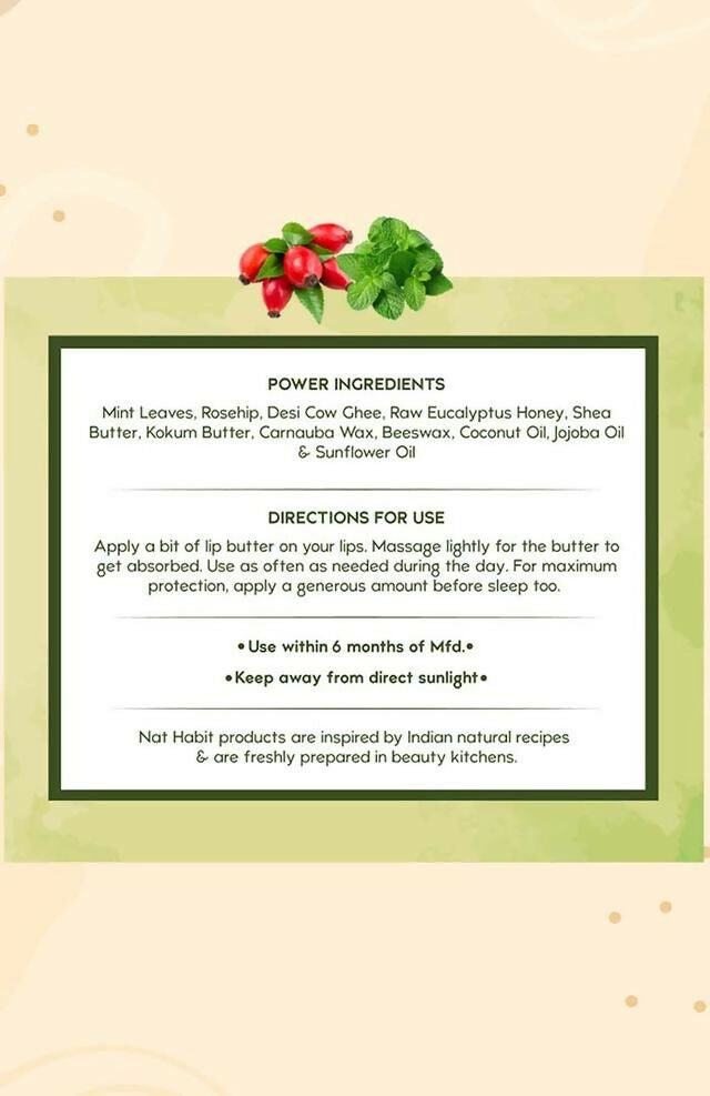 Nat Habit Mint Rosehip Lip Butter - Distacart