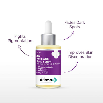 The Derma Co 2% Kojic Acid Face Serum & 1% Hyaluronic Sunscreen Aqua Gel SPF 50 Combo - Distacart