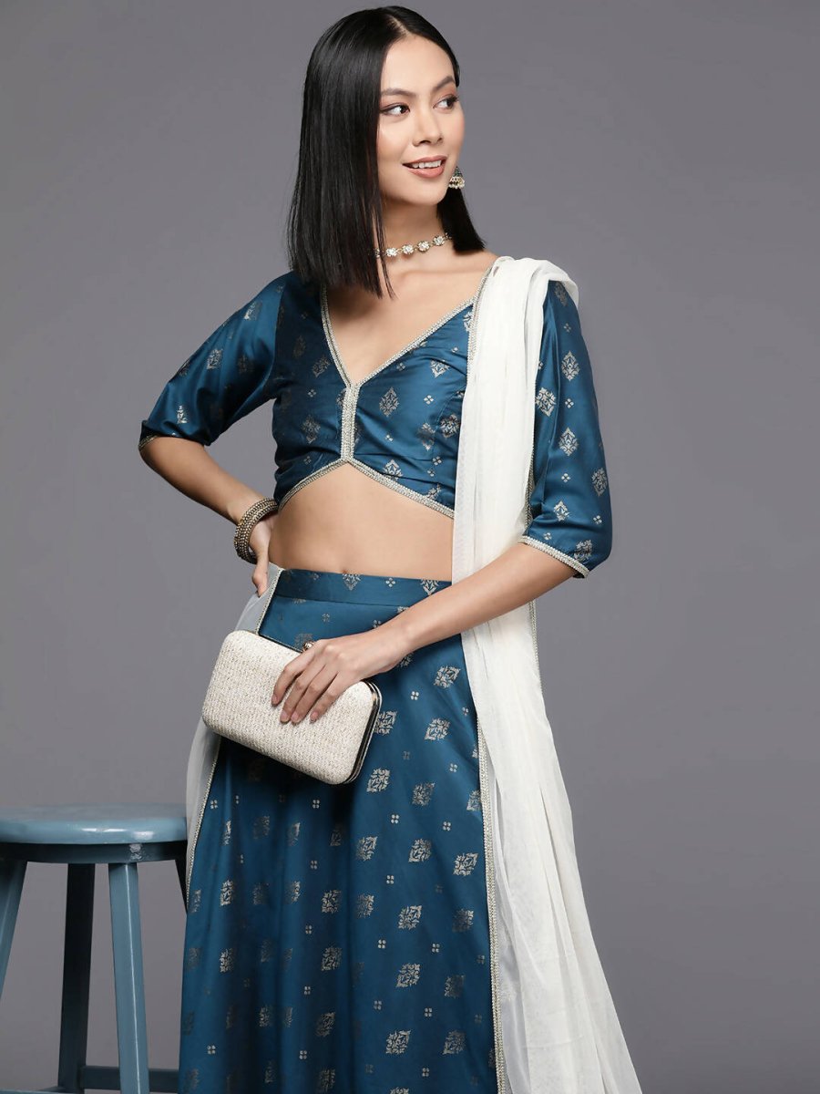 Ahalyaa Women's Traditional wear Lehenga Choli - Teal Blue - Distacart