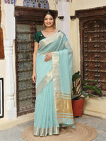Thumbnail for Astita Sky Blue Cotton Saree