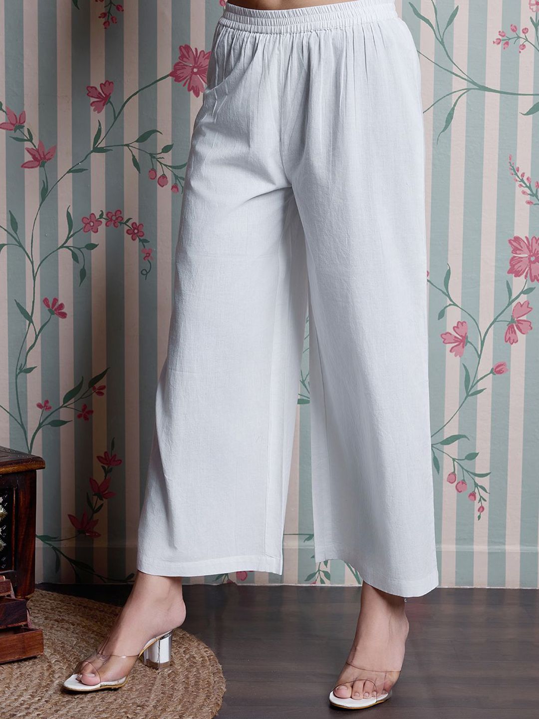 Ode by House of Pataudi Embroidered Straight Kurta with Palazzos - Distacart