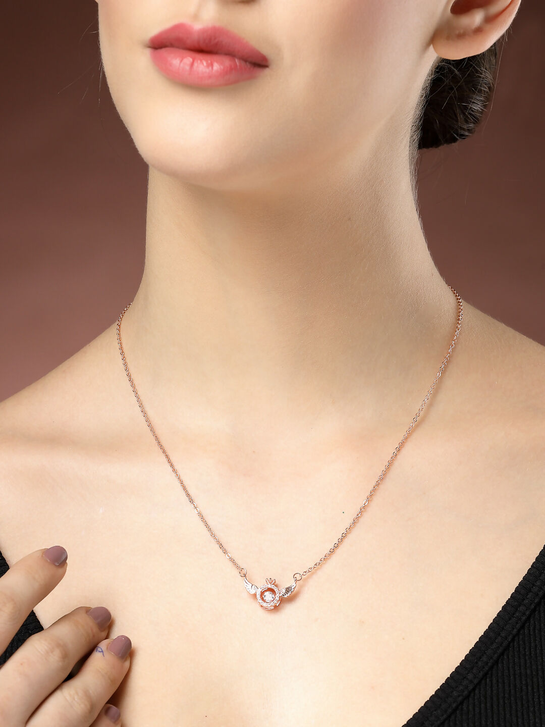 NVR Women's Rose Gold American Diamond Metal Chain - Distacart