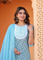 Thumbnail for Alvano Women's Kurti with Pant and Dupatta Set for Women's and Girls - Distacart