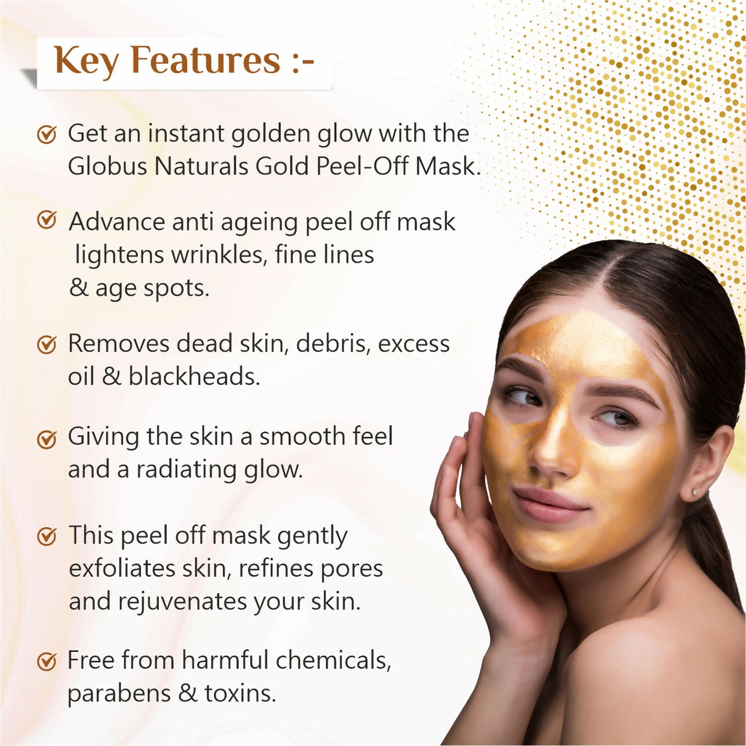 Globus Naturals Gold Peel Off Mask - Distacart