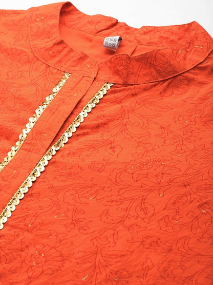 Ahalyaa Women's Traditional Wear Tunic - Orange - Distacart