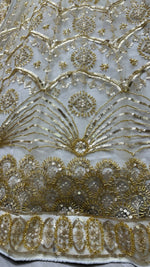 Thumbnail for Jyoti Fashion Women's Off White Bridal Net Fancy Sequins with Multi Thread Embroidered & Handwork Wedding Lehenga Choli - Distacart