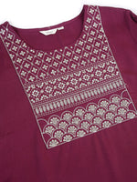 Thumbnail for Sztori Plus Size Floral Yoke Design Thread Work Straight Kurta