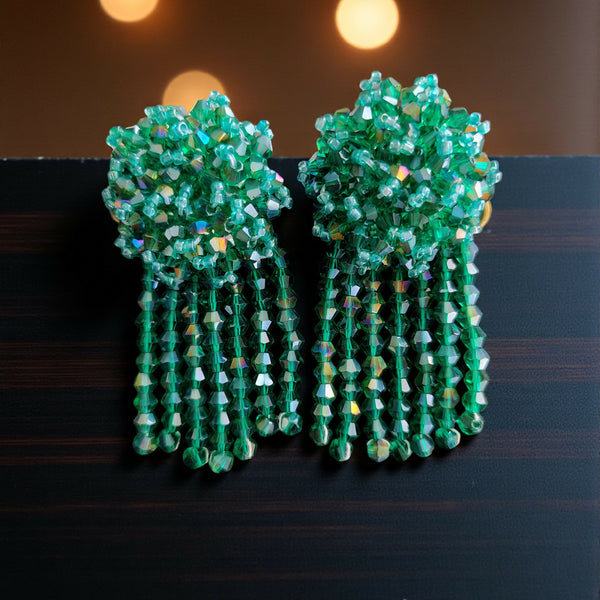 Inhanns Handmade Crystal Water Fall Earrings - Short - Sea Green Small - Distacart