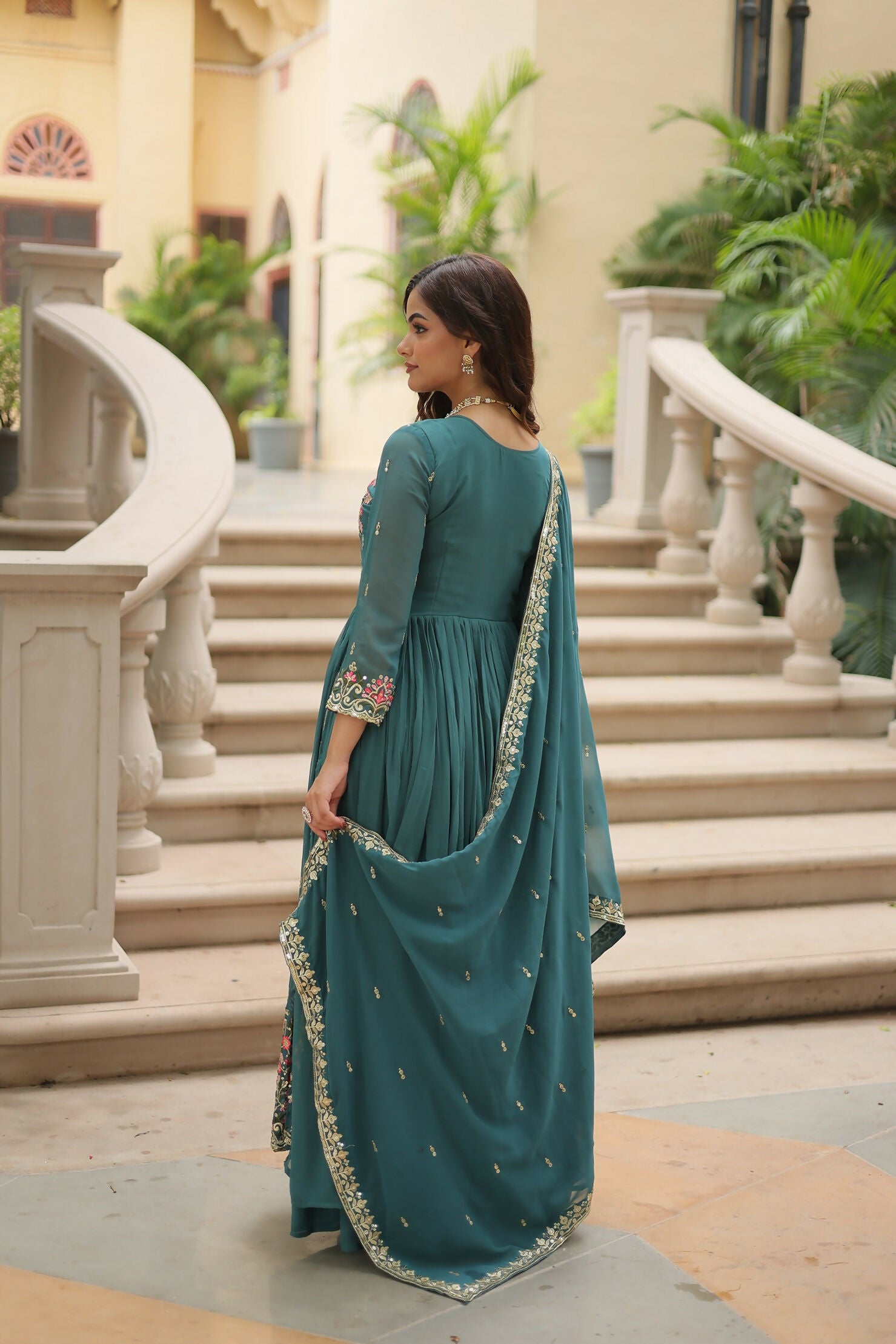 Joban Fashion Rama Georgette Sequence Embroidery Work Kurta Set