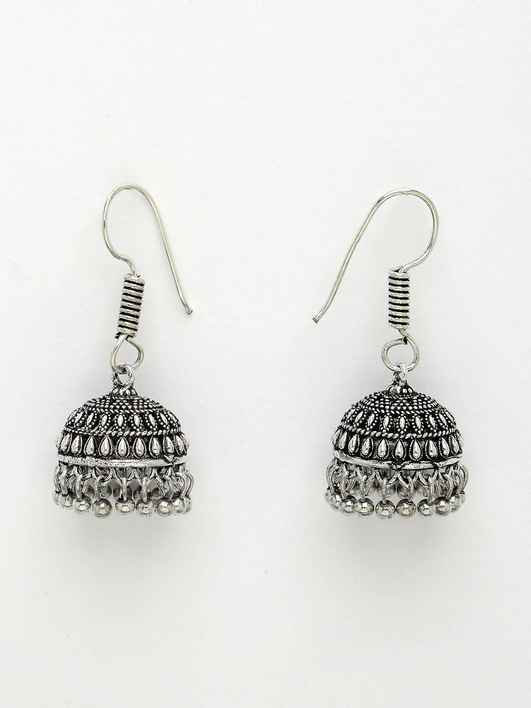 NVR Women's Silver-Toned Peacock Design Oxidized Necklace with Jhumka Earrings - Distacart