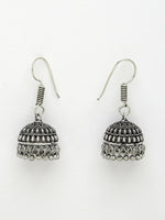 Thumbnail for NVR Women's Silver-Toned Peacock Design Oxidized Necklace with Jhumka Earrings - Distacart