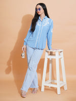 Thumbnail for Pahnaz Modal Chikankari Handwork Shirt-Blue - Dista