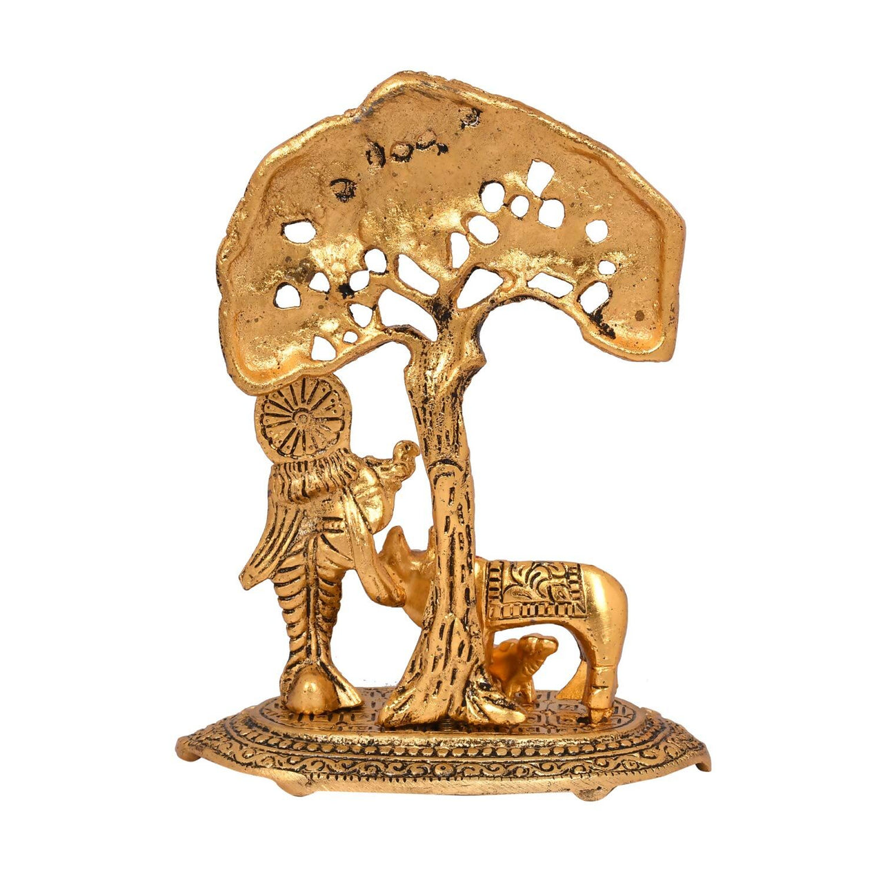 Collectible India Gift Items Metal Krishna Idol Murti With Kamdhenu Cow - Distacart