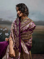 Thumbnail for Shree Shyam Fashion Wine Silk Blend Saree - Distacart