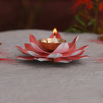 Thumbnail for CraftVatika Kamal Diya Deepak Lotus Brass Diyas Oil Lamp - Red