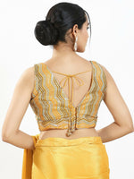 Thumbnail for Joban Fashion Yellow Multi Silk Padded Blouse With V Neck Sleeveless - Distacart