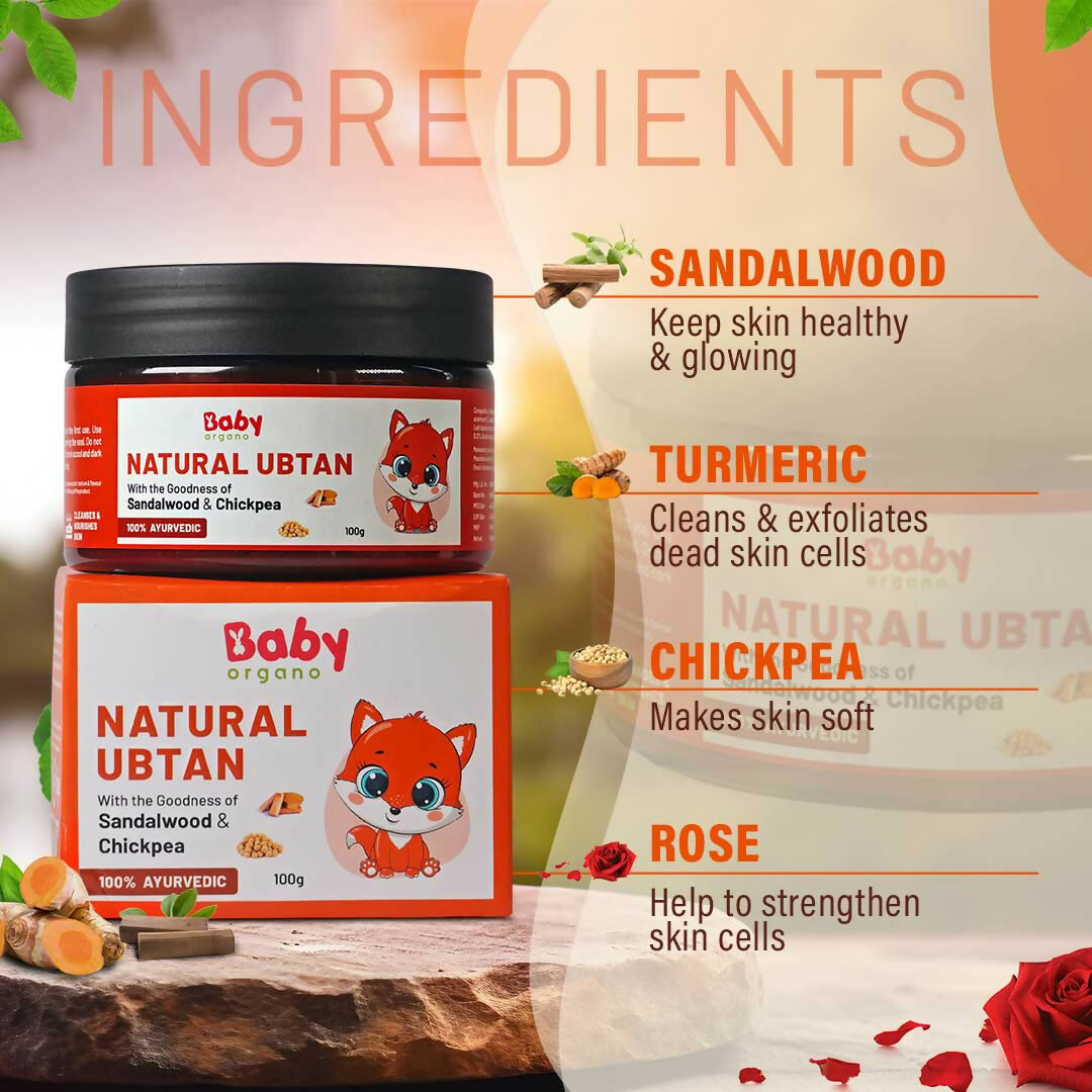 Babyorgano Natural Ubtan Face Pack, Skin Lightening and Tan Removal For Babies - Distacart