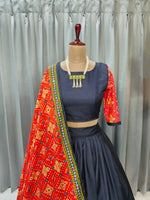 Thumbnail for Preksha Creation Indian Traditional Maslin Cotton Fabric With Printed Women Lehenga Choli - Black - Distacart