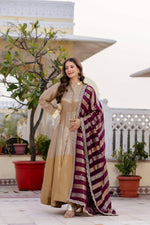 Thumbnail for Teeya Creation Multi Color Pure Banarasi Viscose Wedding Wear Long Gown - Distacart