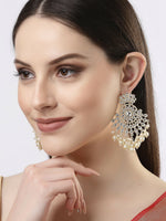 Thumbnail for NVR Women Gold-Plated Kundan Chandbali Earrings - Distacart