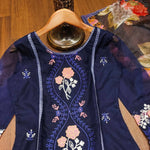 Thumbnail for Preksha Creation Pure Organza Fabric With Embroidery Work Women Gown With Dupatta And Pant - Blue - Distacart