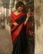 Thumbnail for Preksha Creation Banarasi Women Black Saree With Zari Work - Distacart