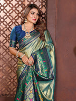 Thumbnail for Aastha Fashion Sea Green Tissue Silk Weaving Saree - Distacart