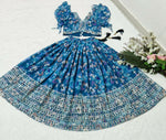 Thumbnail for Jyoti Fashion Beautiful Blue Faux Georgette Digital Printed with Sequins Embroidered Kids Lehenga Choli Set - Distacart