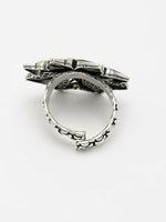 Thumbnail for NVR Women's Silver-Toned Floral Shape Adjustable Finger Ring - Distacart