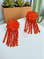 Thumbnail for Inhanns Handmade Crystal Water Fall Earrings - Short - Orange - Distacart