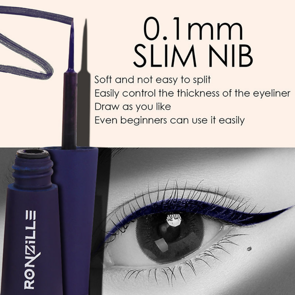 Ronzille Smudgeproof And Waterproof Liquid Matte Eyeliner - Blue - Dista