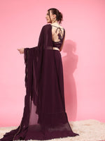 Thumbnail for Ahalyaa Ruffled Poly Georgette Saree - Distacart