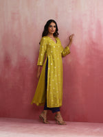 Thumbnail for trueBrowns Lime Viscose Silk Kurta Set - Distacart