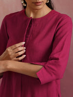Thumbnail for trueBrowns Magenta Cotton Kurta Co-ord set