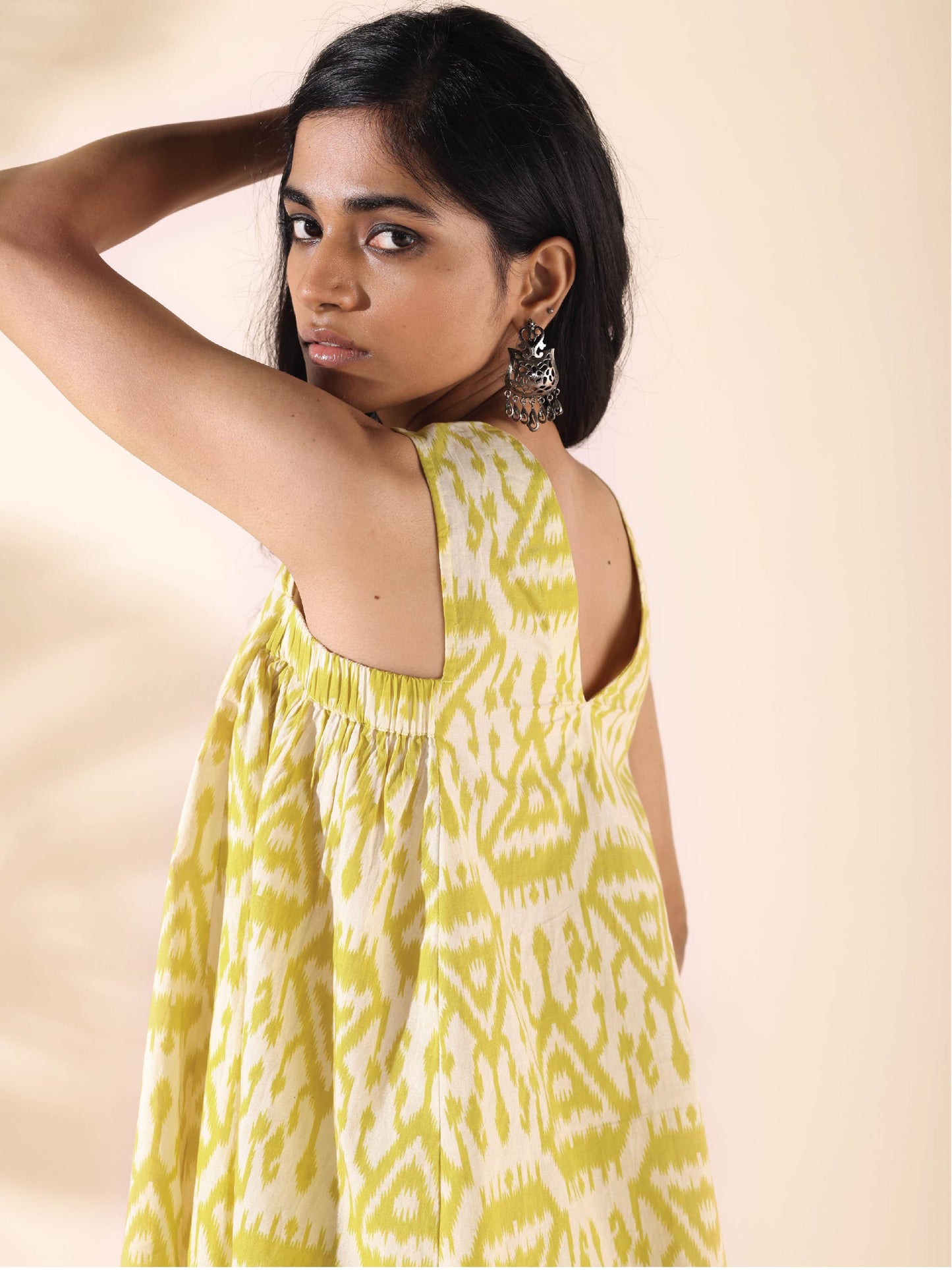 trueBrowns Lime Cotton Ikat Sleeveless Co-ord Set - Distacart