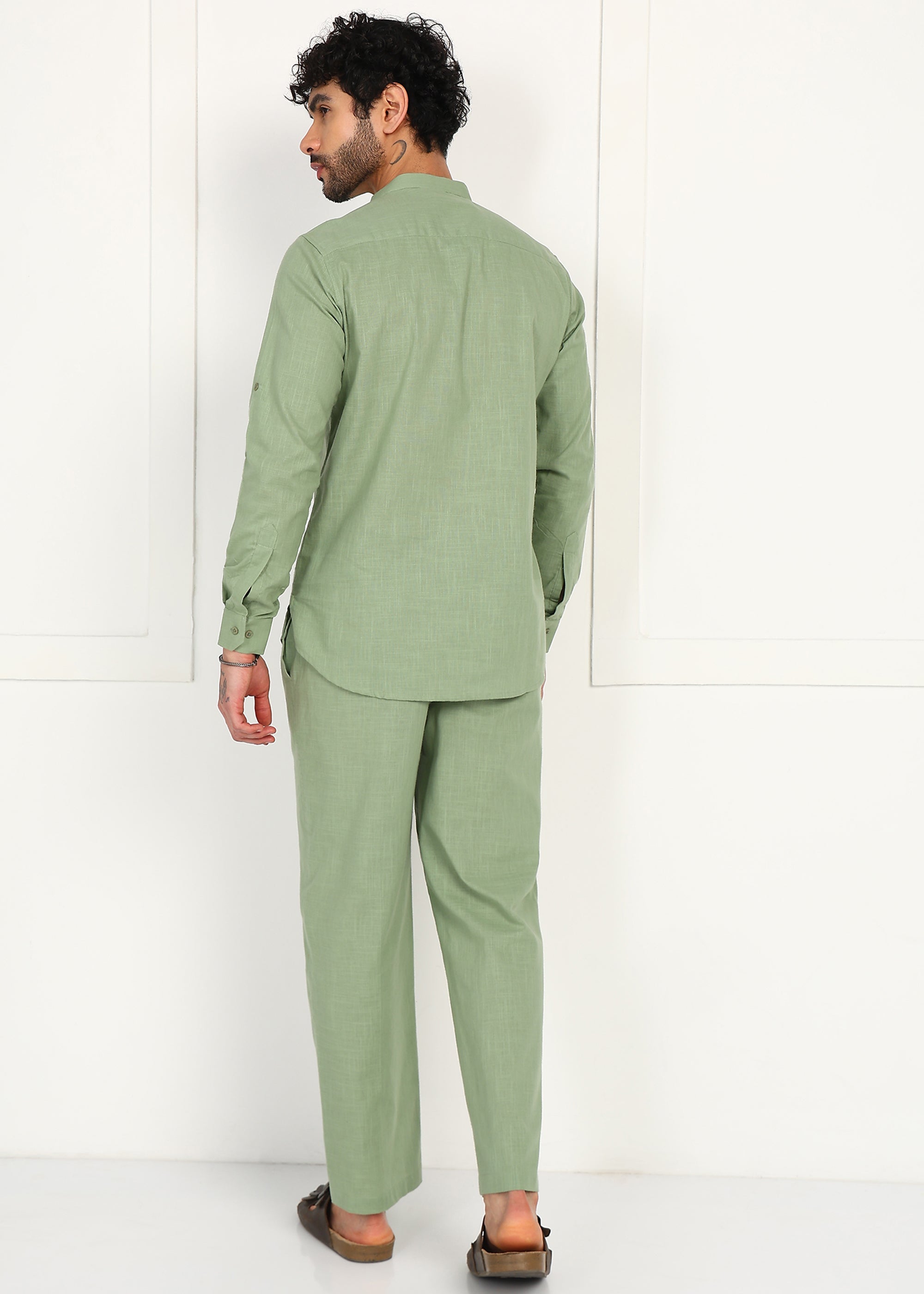 Fabmade Sage Linen Kurta Co-Ord Set - Distacart