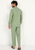 Thumbnail for Fabmade Sage Linen Kurta Co-Ord Set - Distacart