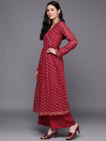 Thumbnail for Ahalyaa Women Maroon Floral Empire Kurta with Palazzos - Distacart
