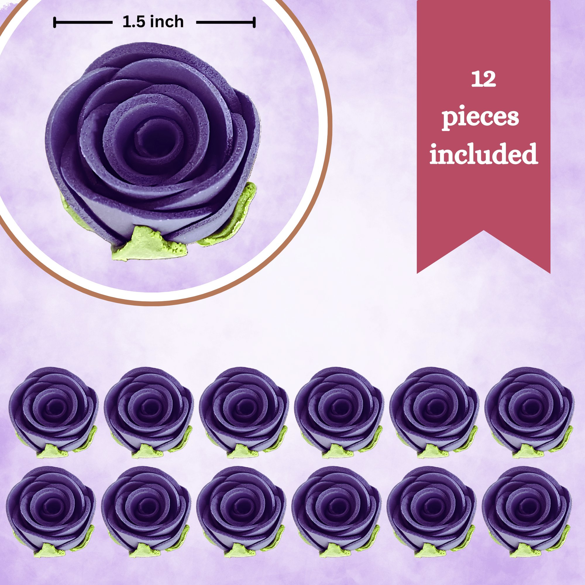 sugar roses for cake cupcake decoration purple 120 gms