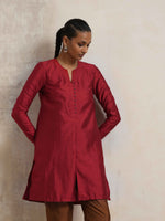 Thumbnail for trueBrowns Red Silk Kurta Co-ord Set