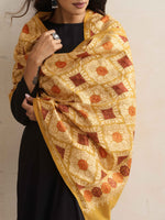 Thumbnail for trueBrowns Mustard Embroidered Woollen Stole