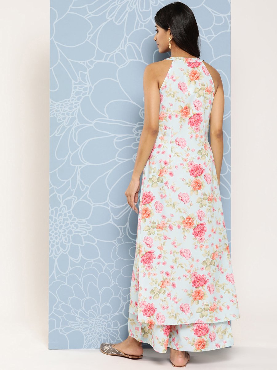 Ahalyaa Women Printed Longline Top With Palazzos - Distacart