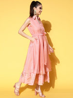 Thumbnail for Ahalyaa Belted Tiered Empire Ethnic Dress - Distacart