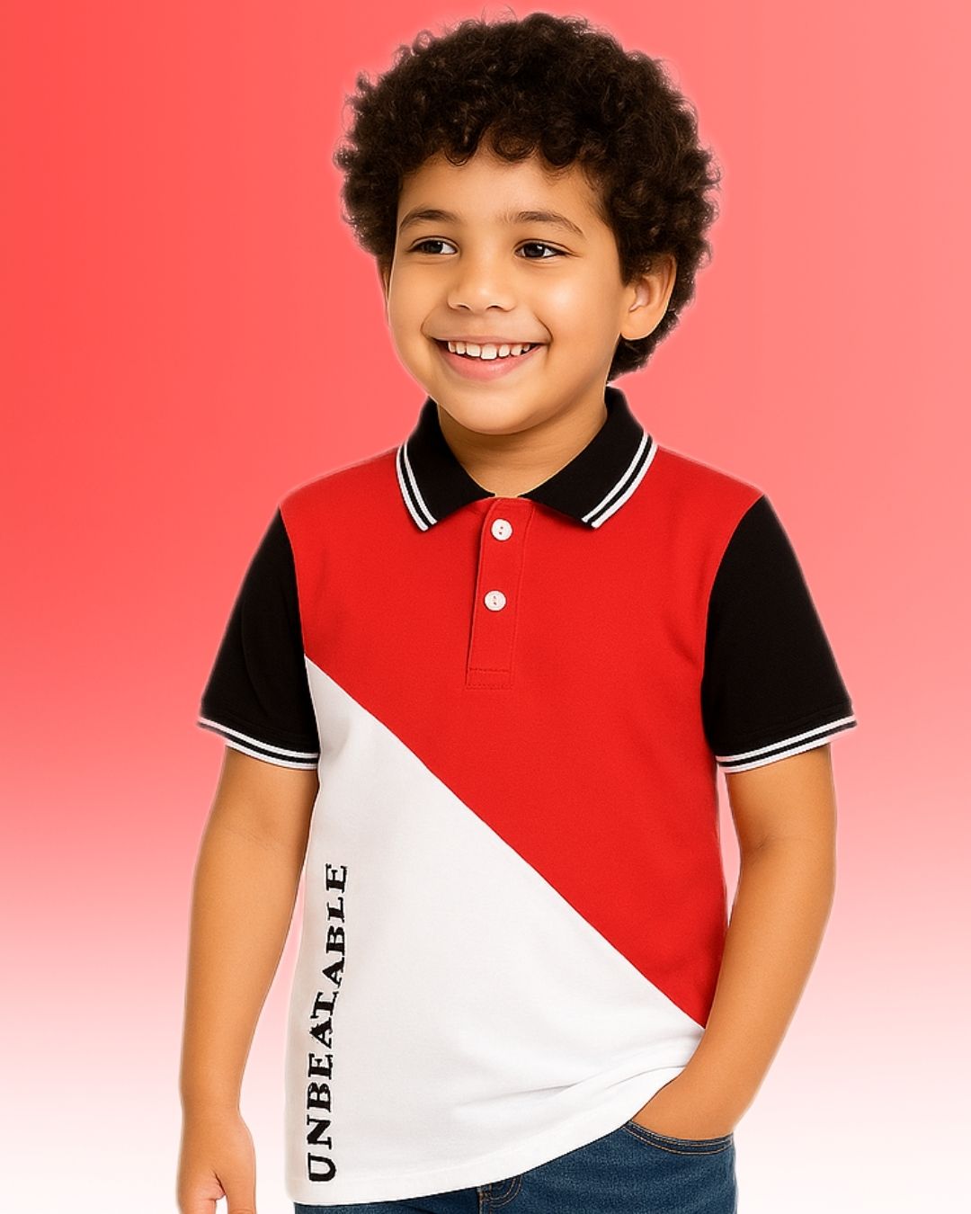 Chilins Boys Polo Tshirt, Color- Red & White