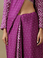 Thumbnail for trueBrowns Purple Bandhani Printed Silk Ready to Wear Saree with Belt - Distacart