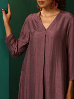 Thumbnail for trueBrowns Light Mauve Silk Front Pleat Kurta Pant Set - Distacart