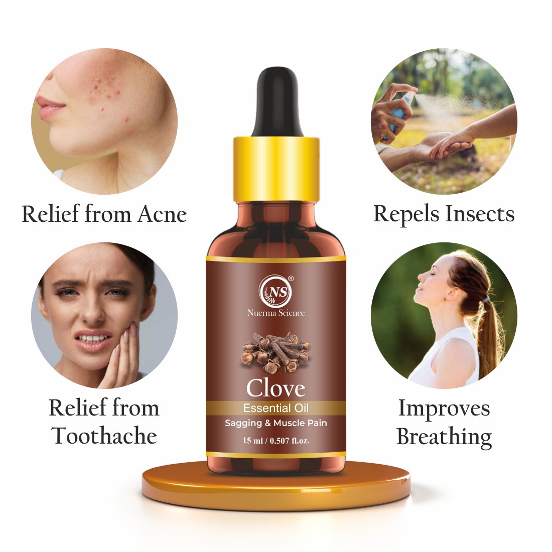 Nuerma Science Clove Essential Oil For Skin, Hair & Teeth